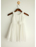 Coral Blue Ivory Chiffon Beach Wedding Flower Girl Dress